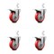Service Caster 4 Inch Red Poly Wheel Swivel 7/8 Inch Square Stem Caster Set Total Lock Brake SCC-SQTTL20S414-PPUB-RED-78-4 - alternate 1